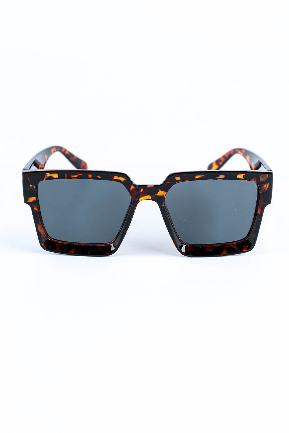 Black Amber Frame Retro Square Shades