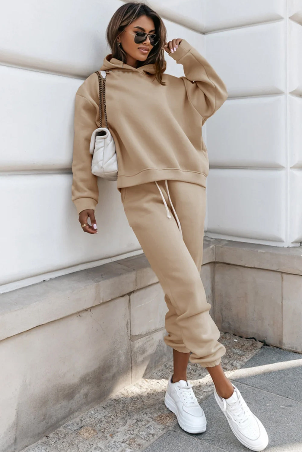 Apricot Khaki Hoodie and Sweats Set