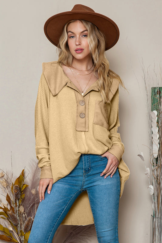 Apricot Waffle Loose Knit Top