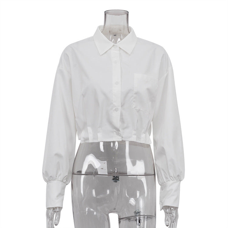 Niche White Button Up Crop Top