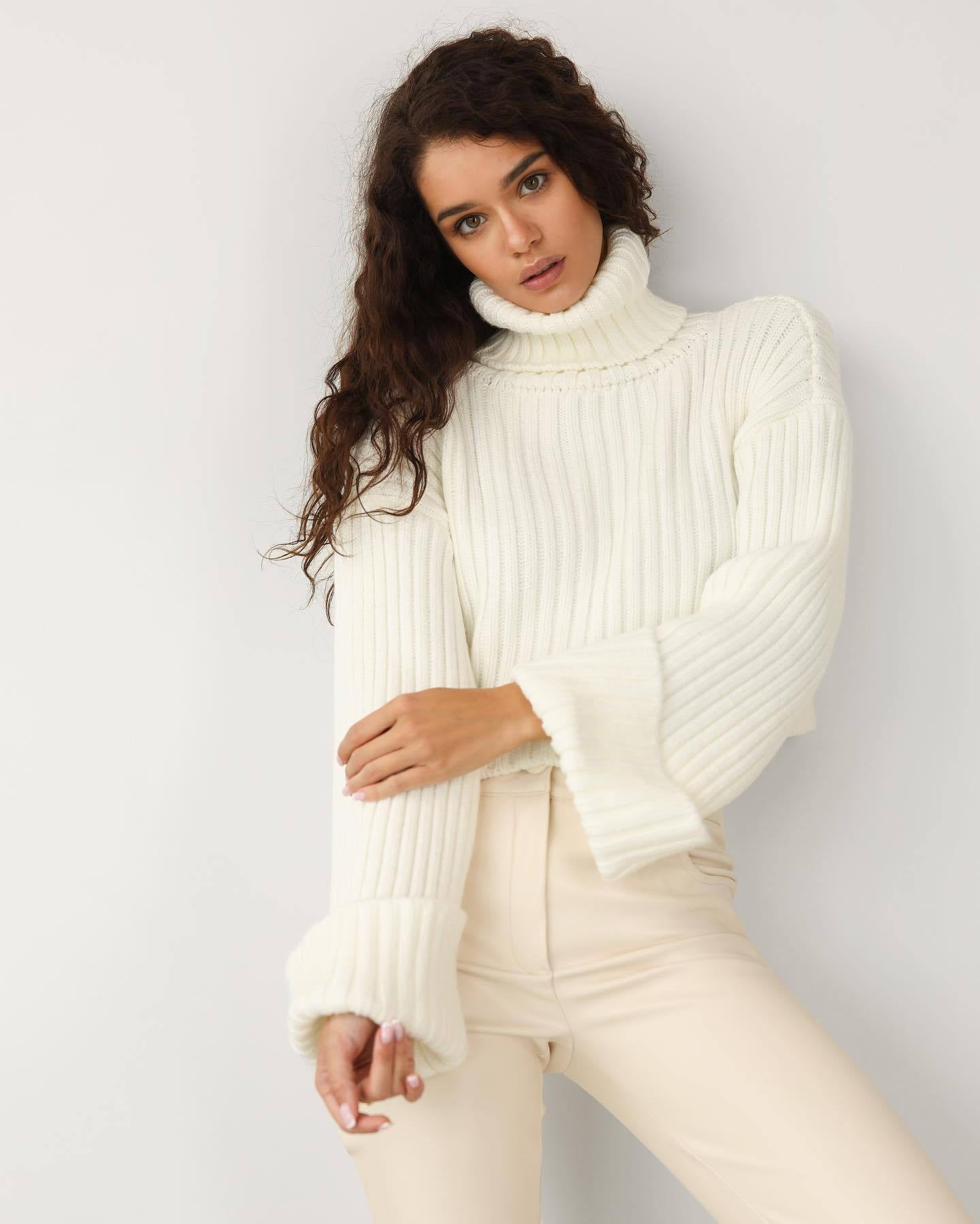 Turtleneck Woolen Cropped Sweater