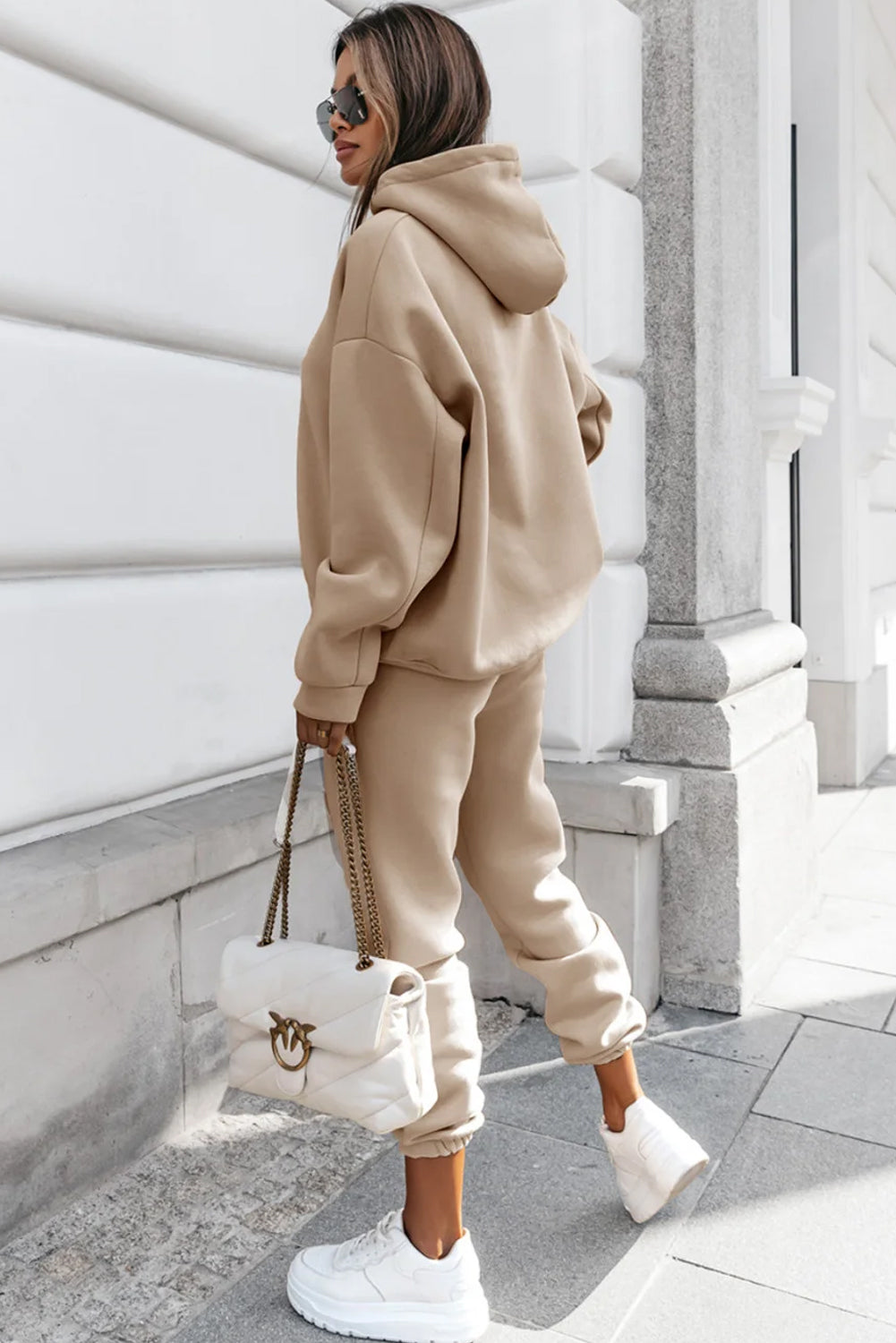 Apricot Khaki Hoodie and Sweats Set