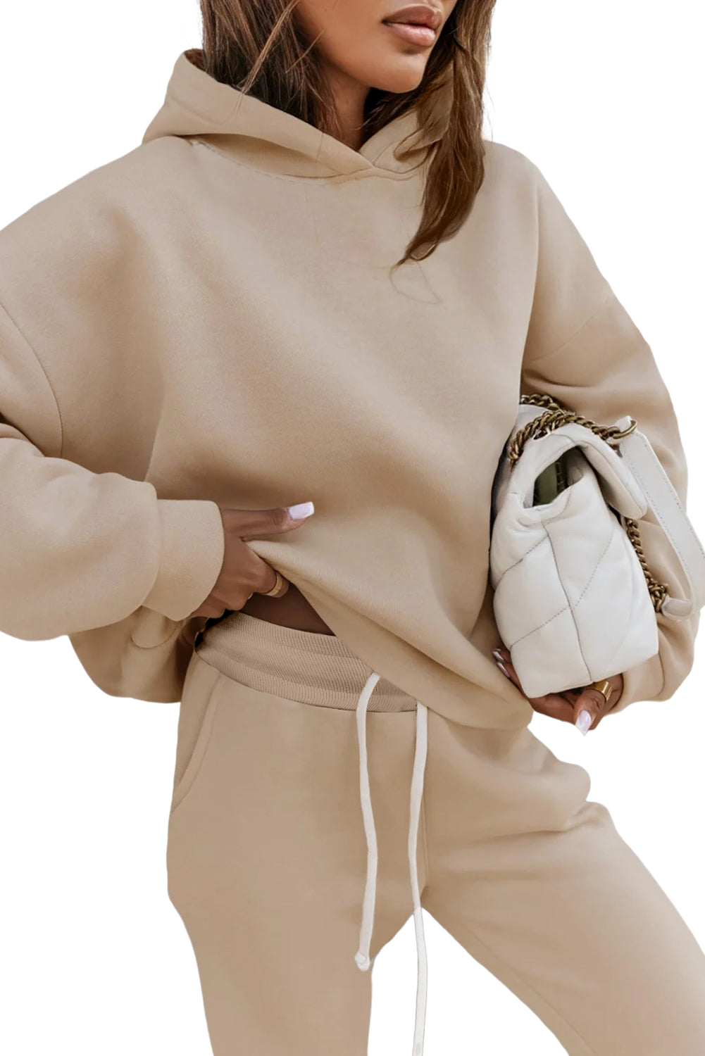 Apricot Khaki Hoodie and Sweats Set