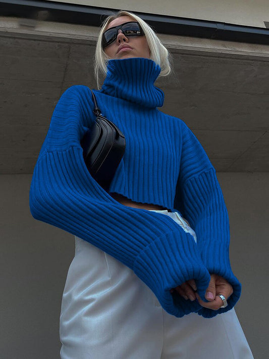 Turtleneck Woolen Cropped Sweater